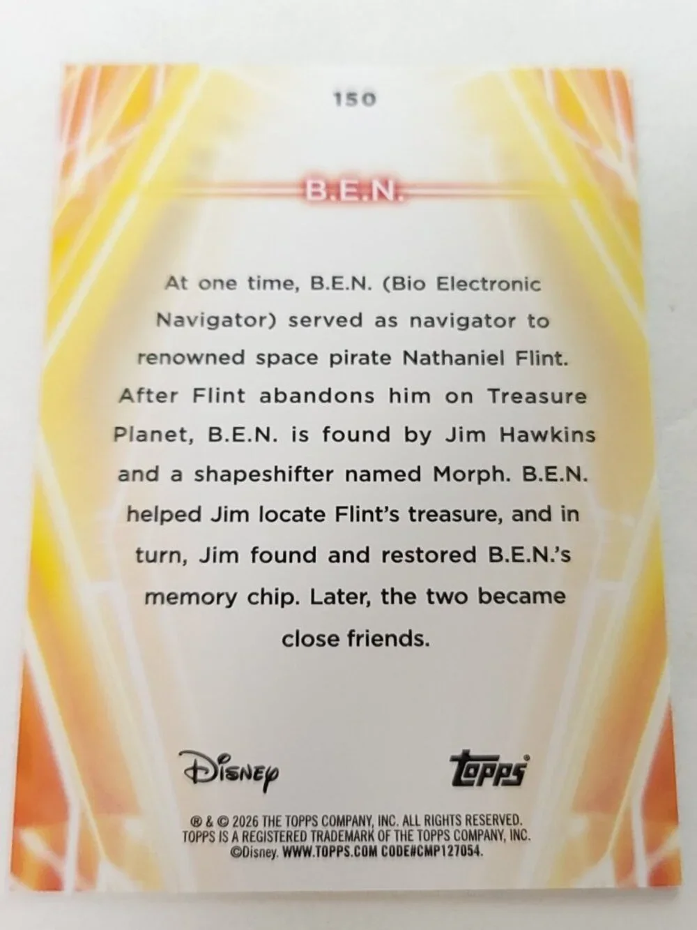 B.E.N. Topps 2026 Disney Neon Holo Parallel Refractor Limited 44/99 BEN - Picture 4 of 4